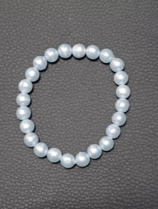 10mm Pale Blue Round Bead Bracelet