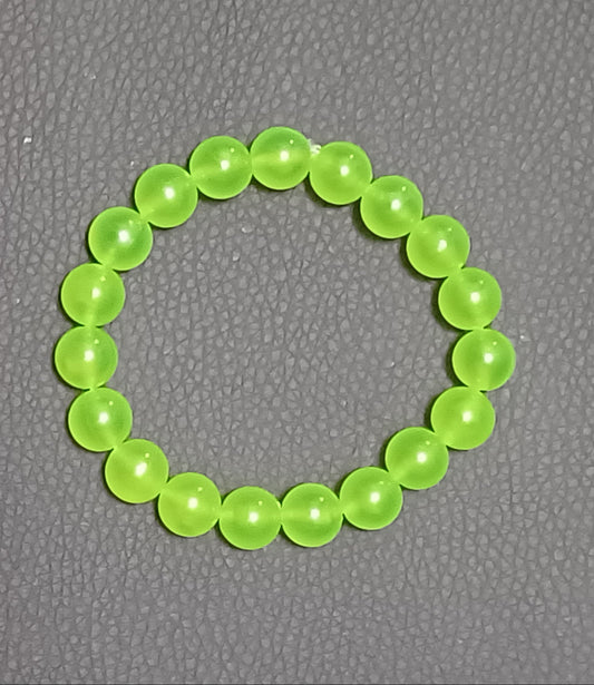 10mm Lime Yellow Round Bead Bracelet