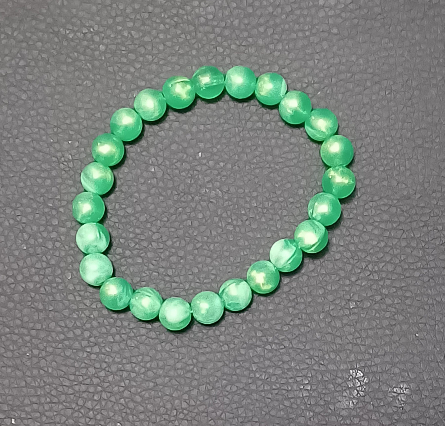 8mm Green Marble Round Bead Bracelet