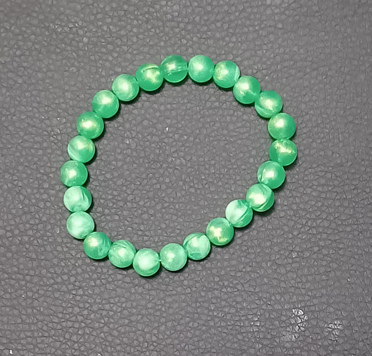 8mm Green Marble Round Bead Bracelet